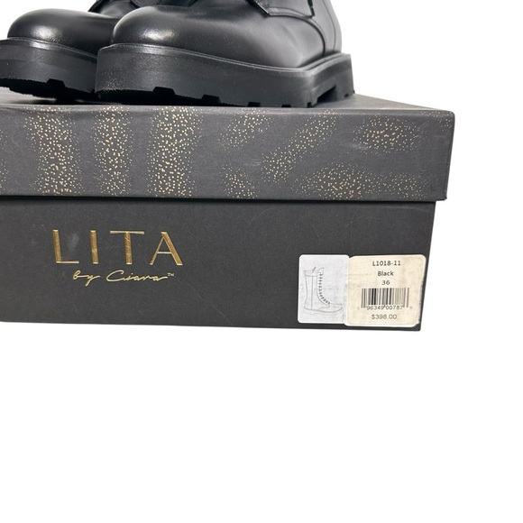 LITA BY CIARA Lead with Love Combat Boot in Black Leather Lace Up Boots Size 6 - Picture 3 of 11